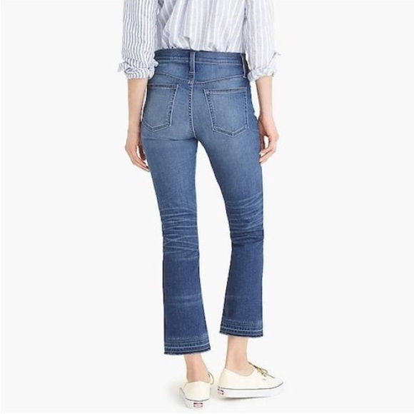 J. CREW Billie Demi Boot Crop Jeans in Warm Indigo Distressed Plus Size 32 - Picture 4 of 16